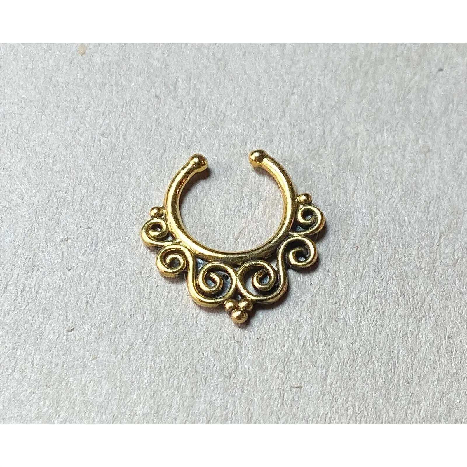 1pc Non-Piercing Tribal Swirls Septum Hanger Clip-On Fake Nose Ring Body Jewelry