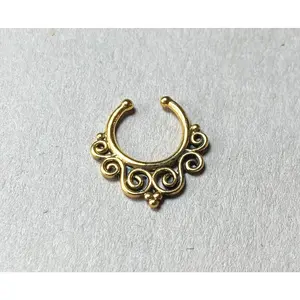 1pc Non-Piercing Tribal Swirls Septum Hanger Clip-On Fake Nose Ring Body Jewelry