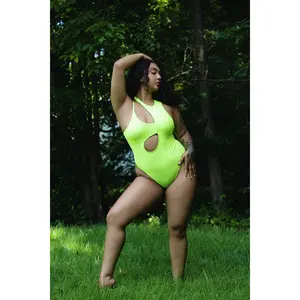 Lime Green You Happy Cut-Out One-Piece Swimsuit