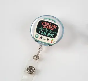 Vitals Are Stable I Am Not Badge Reel, Funny Nurse Badge Reel, ICU ER Nurse Gift, Healthcare Humor ID Holder, Cute Medical Badge Reel