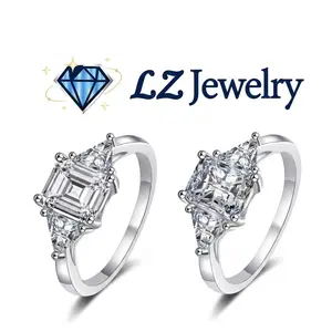 #74 (Emerald & Radiant) 925 Sterling Silver Synethic Moissanite Ring