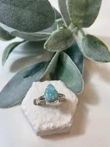 Blue Larimar Ring, Pear, 9