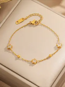 Elegant Stainless Steel Zirconia Star Bracelet, Simple Yet Stylish Women's Accessory, Perfect for Daily Commute Wear, Fashionable Bracelet