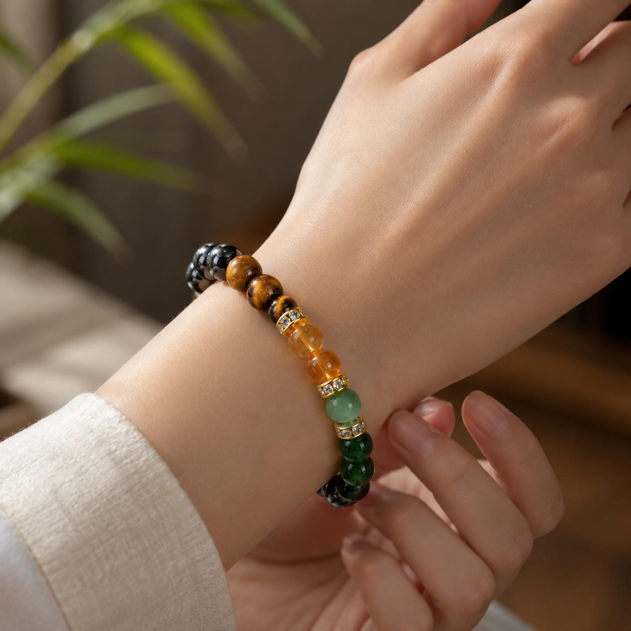 Money Bracelet with Black Onyx and Tiger's Eye - Luck Bracelet - Attract Wealth, Abundance and Prosperity Crystals And Healing Stones Lucky Bracelet Jewelry Bracelet Crystal Gemstone Bracelet Exquisite Bracelet High Quality Bracelet Crystals Bracelets