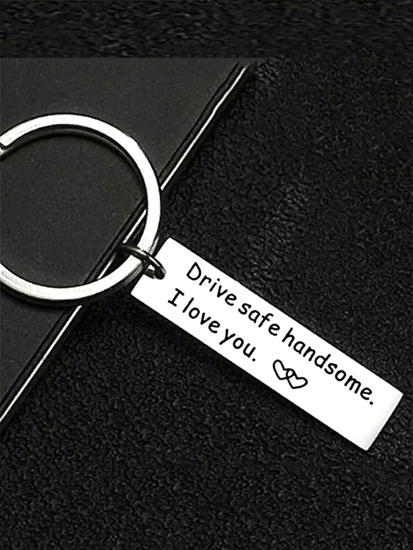 2024 Keychains for Men Slogan Metal Cute Keychain for Boyfriend, Heart Charm Car Keychain & Key Fob, Trendy Stainless Steel Cute Kawaii Accessories, C