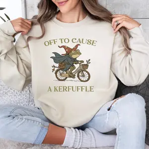 Off to Cause a Kerfuffle Frog T-shirt, Funny Weirdcore Sayings Unique Tshirt Tee Adults Men Women Meme Graphic Sarcastic Womenswear ,Father Day Shirt