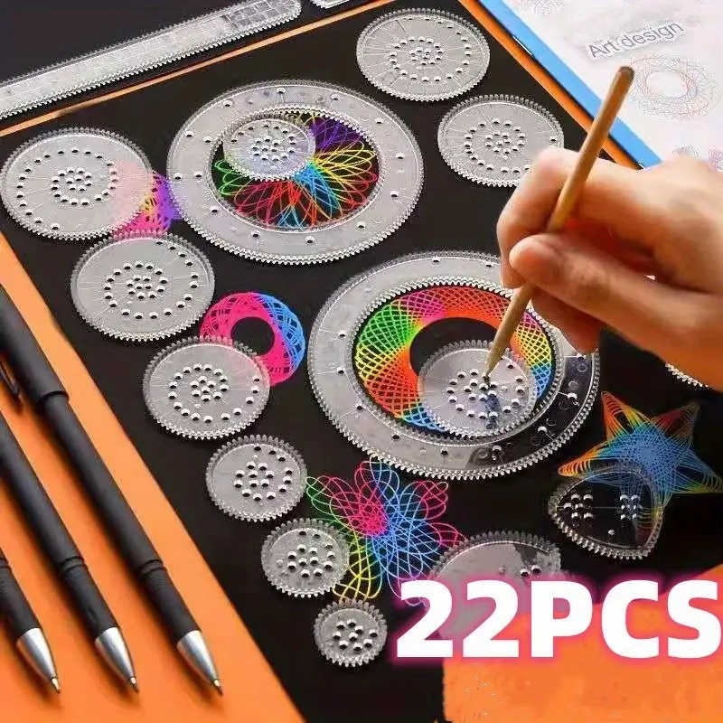 22pcs Professional Ruler Set for Designers - Craft Beautiful Spiral Diagrams Using Templates And Accurate Measurements - Ideal for Architects, Designers, And Crafters