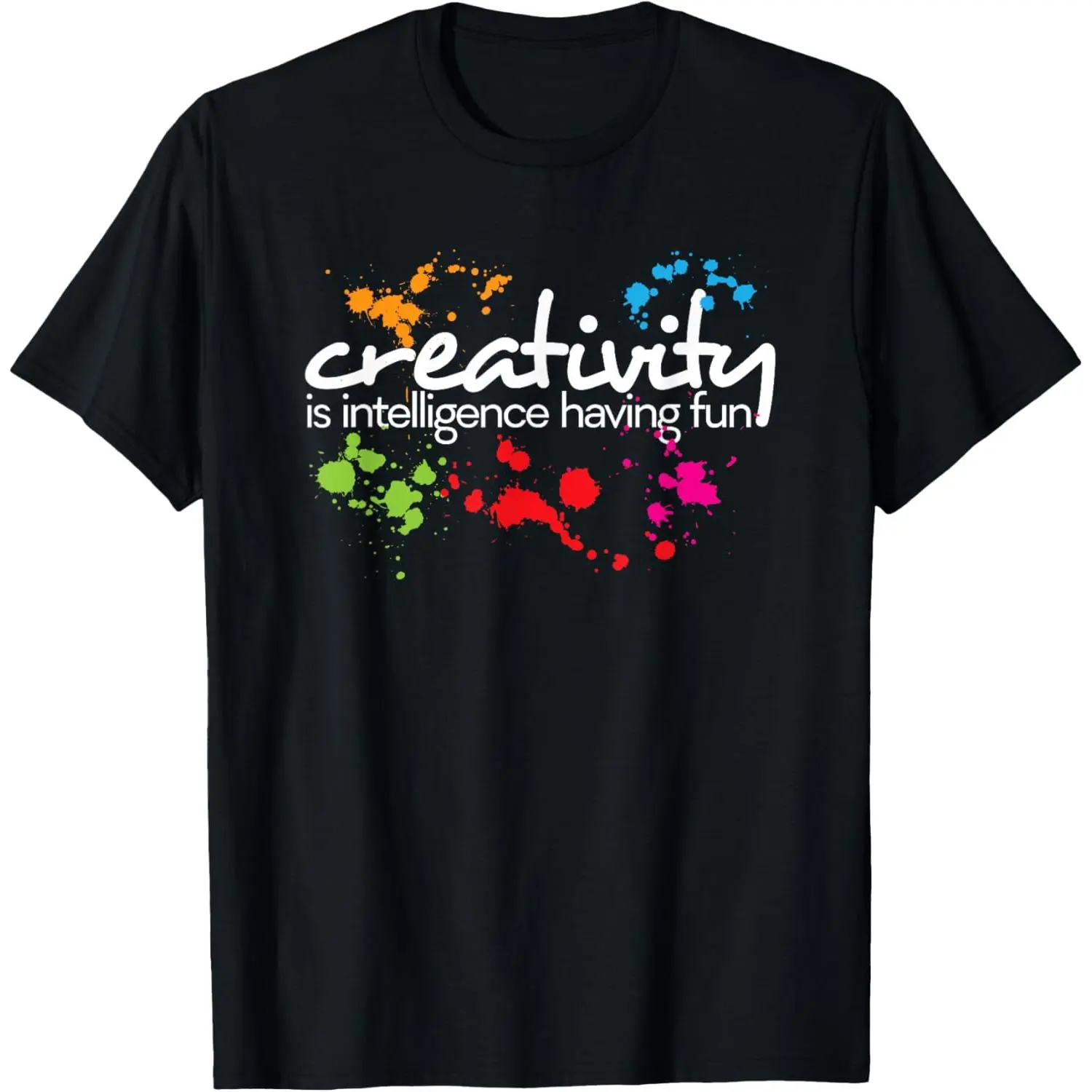 Women's 100% Cotton Vintage Short-Sleeve Streetwear T-Shirt, Creative "Intelligence Having Fun" Colorful Art Top