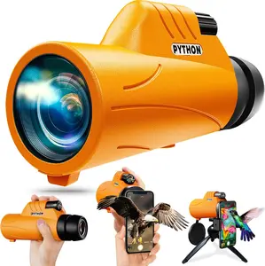 Python 10x42 Explorer Monocular Telescope with Smartphone Adapter & Tripod, High Powered Monocular for Hunting, Night Vision Monocular for Star Watching Bird Watching Wildlife Camping Hiking