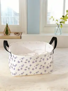 Floral Pattern Storage Basket with Handle, Multi-functional Storage Basket, Foldable Clothes Storage Basket, Bag Insert for Living Room, Bathroom, Kitchen