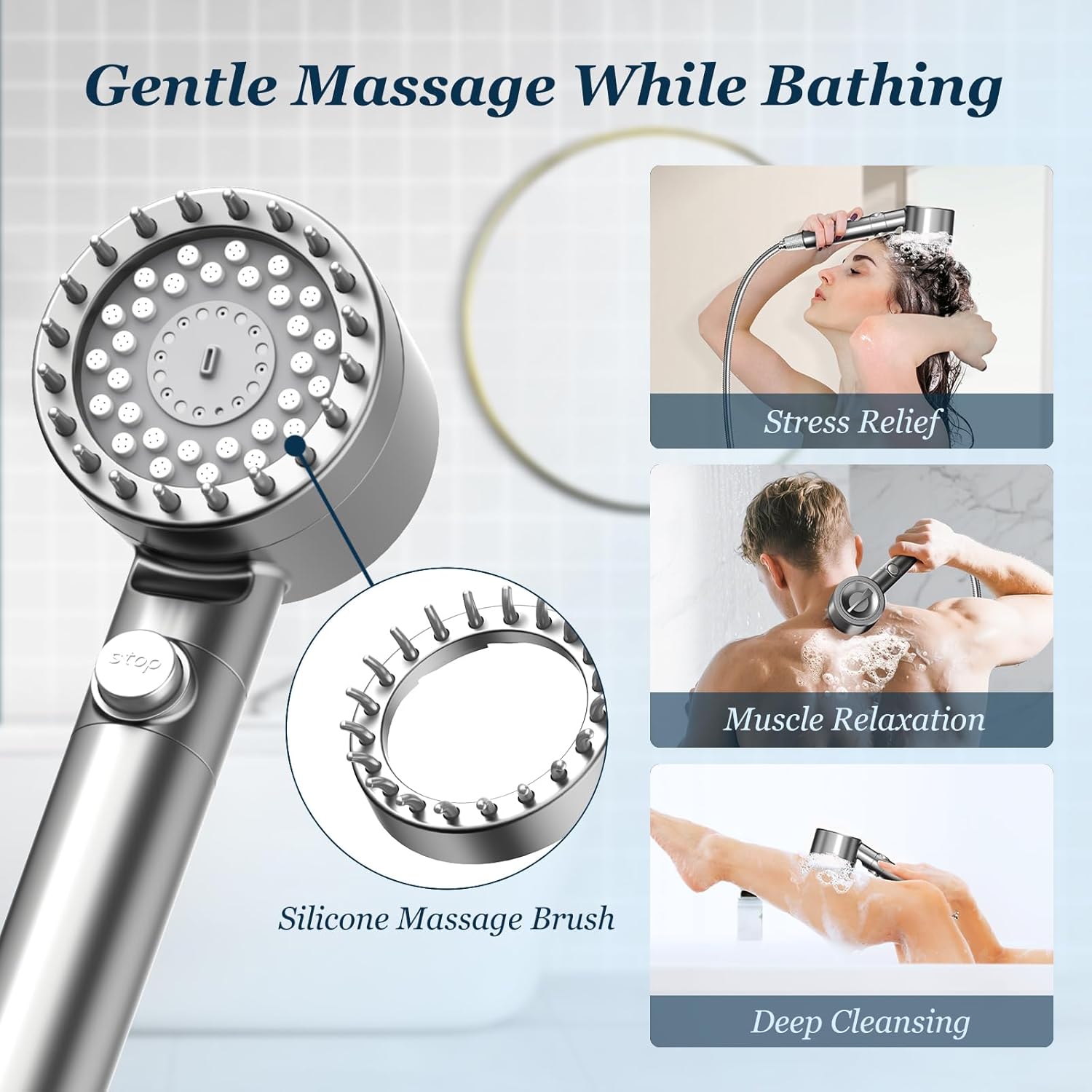 Filtered Shower Head with Handheld, High Pressure 4 Spray Showerhead with Filters & Upgraded Anti-clog Nozzles for Hard Water -Remove Chlorine, Reduce Dry Itchy Skin -ON/OFF Switch for Pet Bath