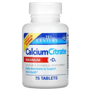 21st Century Calcium Citrate + D3 Maximum, 75 Tablets