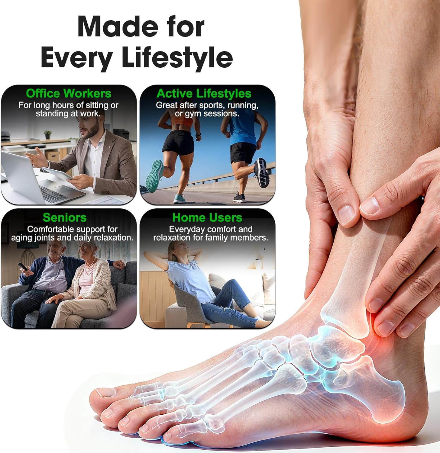 Cordless Ankle Massager for Pain Relief, Foot Massager for Neuropathy, Foot and Ankle Massager, Ankle Heating Pad with Massage, Adjustable Timer, 6 Heat Levels, 3 Vibration Modes, Single One ,Durable Ankle Support ,Durable Ankle Support