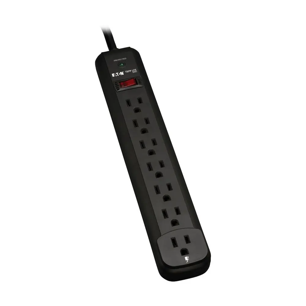 Eaton TLP712B 7-Outlet Surge Protector, 12 ft. Cord, 1080 Joules, Diagnostic LED, Black Housing