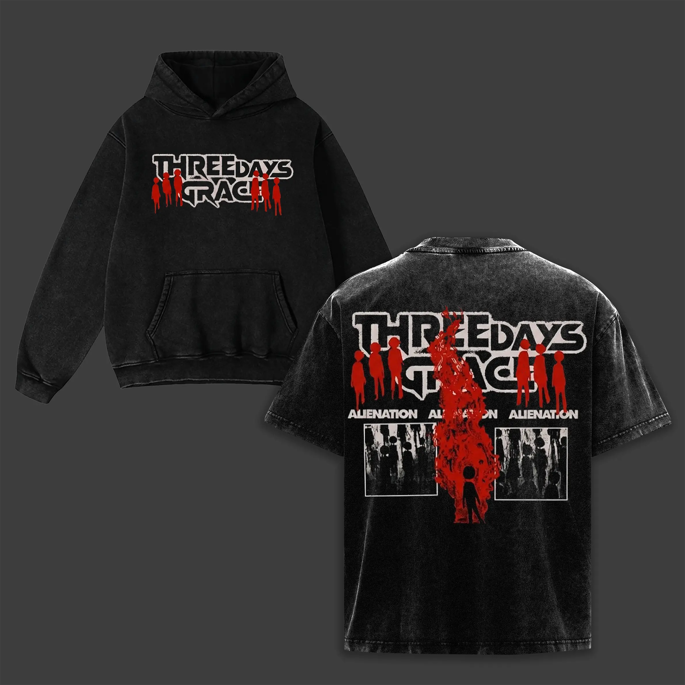 Three Days Grace Alienation Tour 2026 T-Shirt Hoodie & Sweatshirt Acid ...