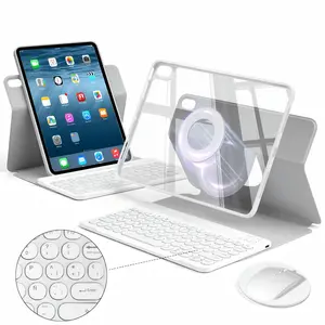 SPALLO Magnetic Spanish Ñ Keyboard Case for iPad Air 2026 8th/7th/6th/5th/4th Gen, Compatible with iPad 2025 A16 11th/10th Generation & iPad Pro M5 2025  - 360 Rotatable Detachable - Wireless Español Rechargeable Keyboard Case with Mouse