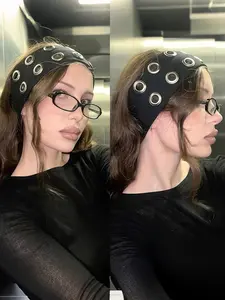 Women's Fashion Hairband with Metal Circle, Elastic Knitted Wide Headband, Style Accessory, Suitable for Styling, Sports, Daily Wear, Workout Headband