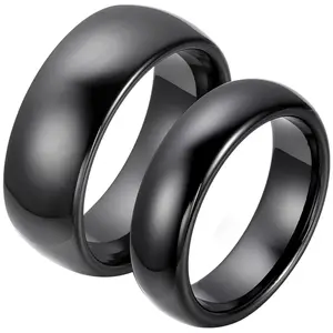 OIDEA Black Ceramic Couple Rings Set, Unisex Polished Band, Eternal Love Wedding Anniversary Gift, Rings Set Rings