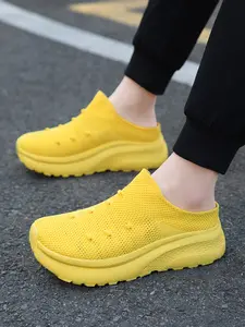 Women's Mesh Breathable Slip-On Sneakers, Thick Sole Knit Walking Shoes, Soft-Sole Non-Slip Casual Footwear, Soft Soled Shoes