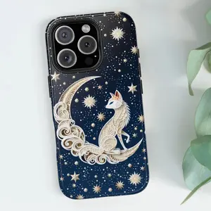 For iPhone 13 case Kitsune Phone Case, Mistical Fox Phone Case at starry sky, iPhone 16 15 14 13 12 11 8 X Pro Max Plus, iphone case, tough phone case