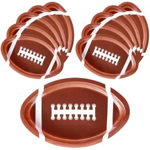 12 Pcs Football Plastic Trays, 11.5" X 7.5" Football Snack Trays & Platter, Sports Event Tailgate Party Supplies