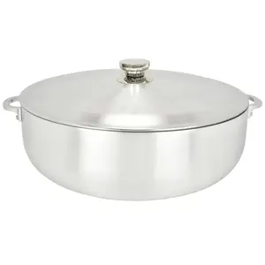 Chef Pro Commercial Grade Aluminum Caldero Stock Pot, Silver, 28.4 Quarts