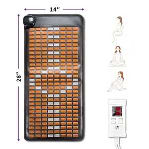 Far Infrared Heated Pad for Back (14"x28") - 224 Pcs Tourmaline, Germanium, Elvan, Volcanic Rocks, 1-12H Timer, Comfort Warmth for Daily Relaxation, Model LKT85