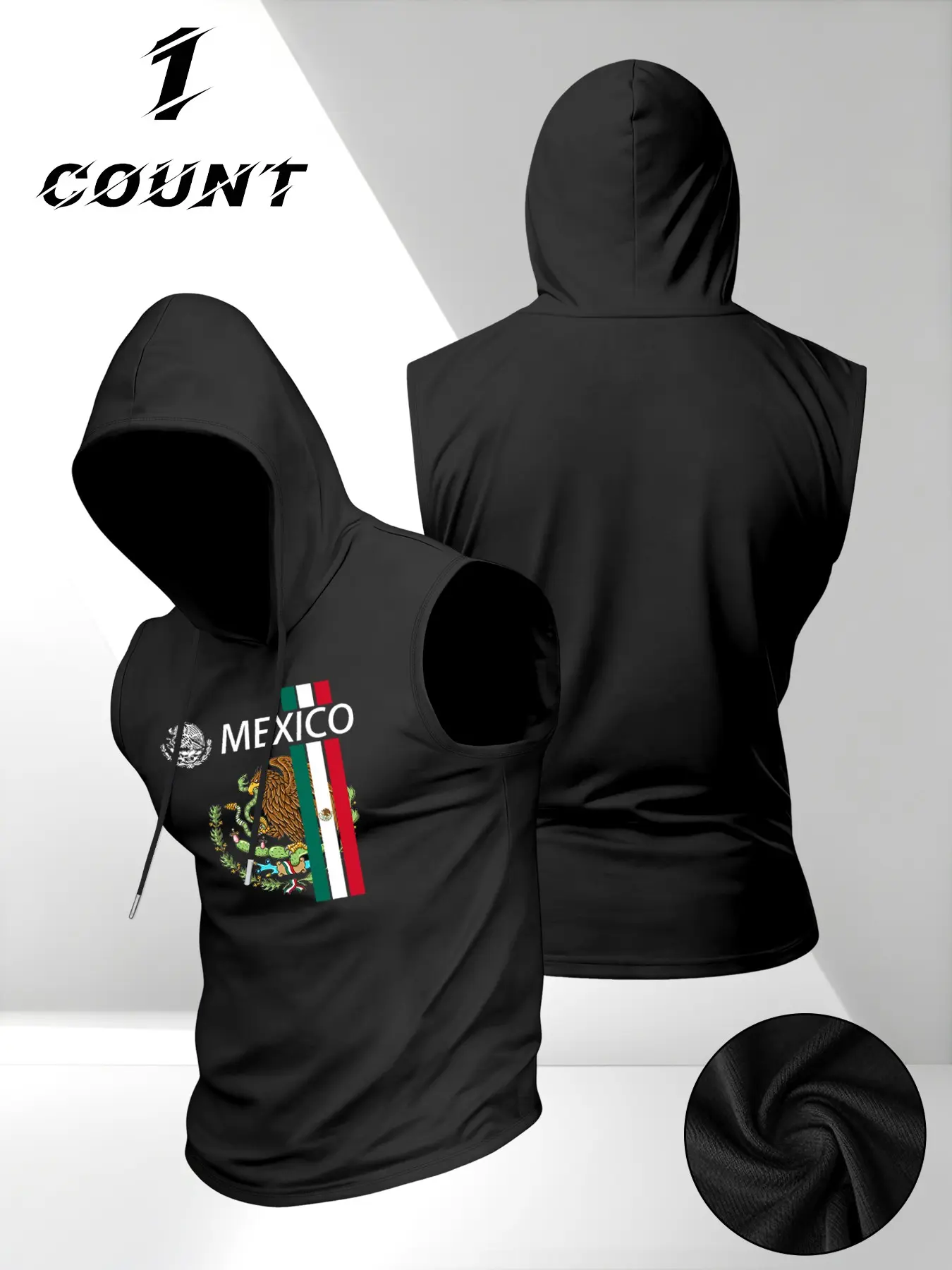 Men's Outdoor Sport Sleeveless Casual Hooded Vest Shirt, Mexican Theme Graphic, Comfortable Durable Design, Active Lifestyle, Athletic Fashion Activewear, Sleeveless Sports Top