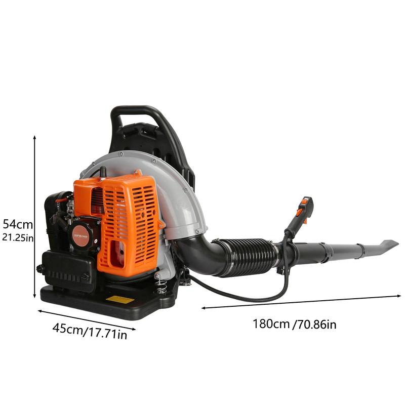 63CC 3HP 2 Stroke Backpack Gas Powered Leaf Blower, High Strength Snow Blower, Grass Lawn Blower Air Cooling Gasoline Backpack Grass Blower with Single-Cylinder Air-Cooled for Gutter,Garden,Yard Ora