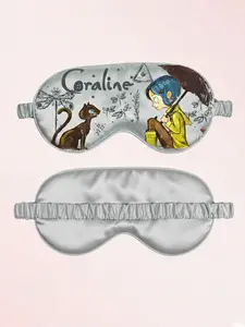 Coraline & The Cat Silk Sleep Mask, 3D Contoured Eye Mask for Girls & Women, Cute Other World Aesthetic Night Blindfold, Soft Breathable Satin Sleeping Mask for Travel & Home, Perfect Coraline Fan Gift Merchandise.