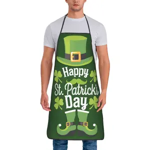 1 Piece Shamrock Green Irish Apron for Men Women Adult Chef Cooking Kitchen St. Patrick's Day Tablier Cuisine Painting Halloween Thanksgiving Christmas Novelty Cooking Aprons
