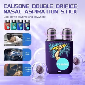 Causone Upgraded colored energy bar cleaning nasal box nasal suction double-hole cooling rod nasal congestion nasal itchy nose runny nose prevent motion sickness cooling oil