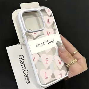 Love You Heart Pattern Phone Case， Sweet Valentine Style for iPhone 17 16 15 14 13 12 11 Plus Pro Max， Gift. A6