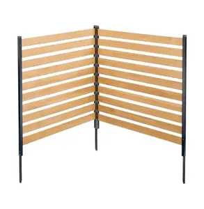 Wood Privacy Fence - 38" W x 42" L, 2-Panel Slatted Screen 38x42inch 2 Panels