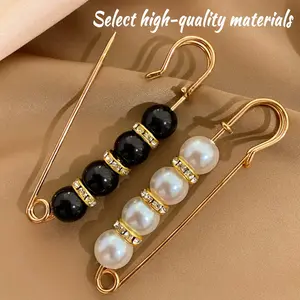 8-Piece Rhinestone Pearl Brooch Set Women's Pin Style Cardigan Collar & Pants Lengthened Safety Pin Design Artificial Pearl Skirt Chest Flower Accessory Multicolour Silky Durags Cap Set Hat Clip Charms Jewelry Beads