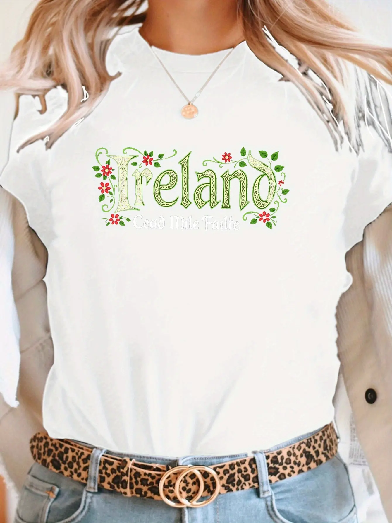 Ireland Celtic Inspired Font Print T-shirt, Short unisex soft cotton short sleeve t shirt, vintage graphic casual tee for men women teens, perfect birthday holiday gift for camping travel gym daily street casual wear