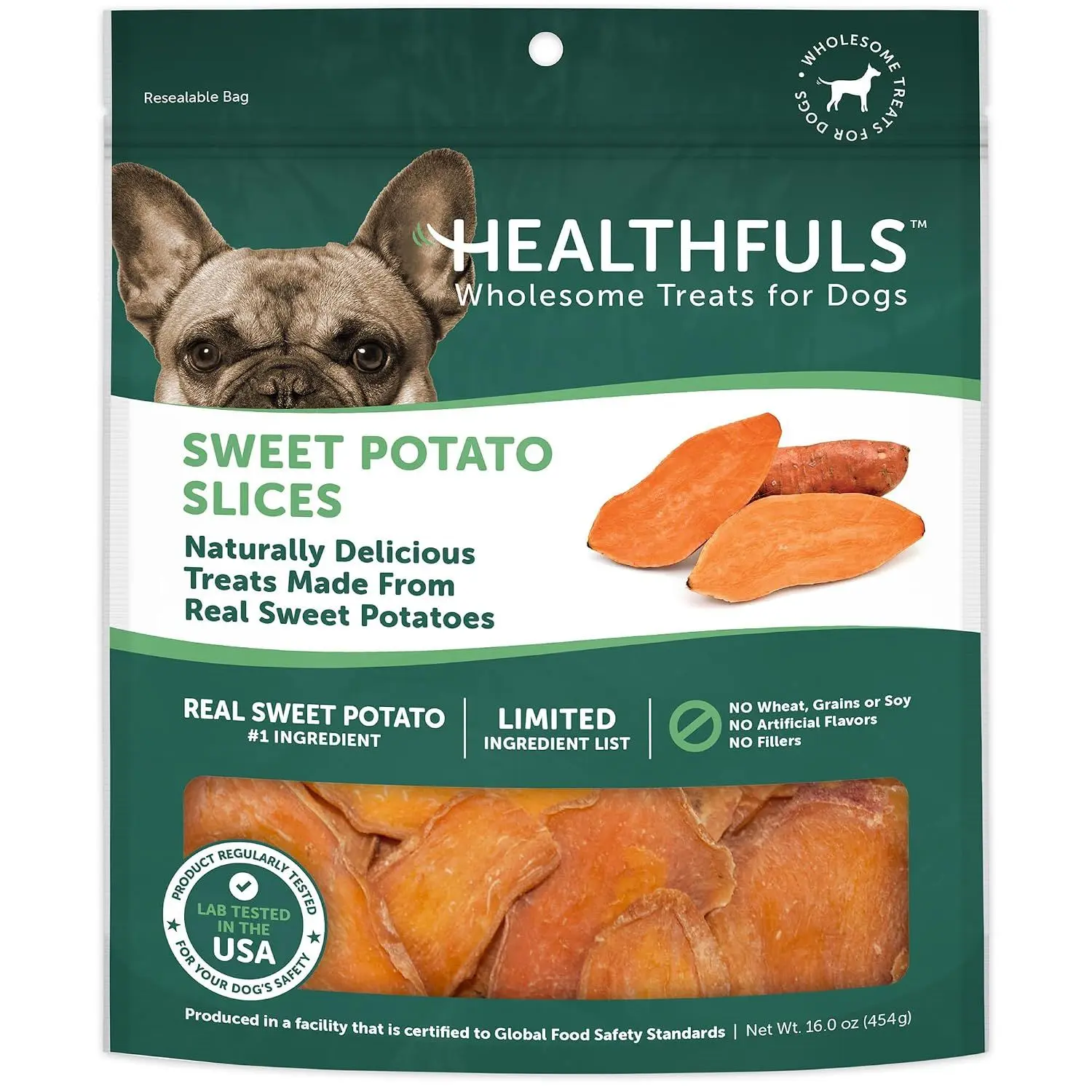Healthfuls Sweet Potato Slices Healthy Dog Treats – Limited Ingredient, Grain Free, Made from Real Dried Sweet Potatoes, 16 oz