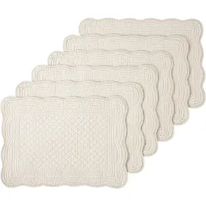 100% Cotton Quilted Placemats Set of 6,Washable Cloth Table Placemats For Kitchen,Dining Table,Rectangular Linen Color Plate Mats