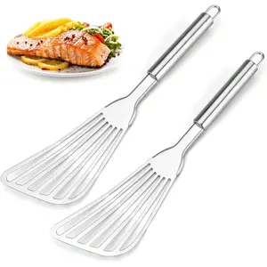 2-  Fish Spatula Set, Big Size Stainless Steel, Thickness  Turner for Cooking, Flipping, Frying and Grilling