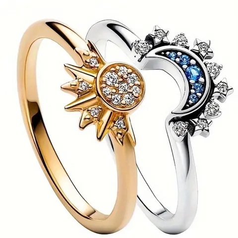 Star & Moon Design Ring, Fashion Jewelry for Party, Daily Clothing Decor, Trendy All-match & Exquisite Jewelry for Birthday Gift, Aurora Ring, Beautiful Rings