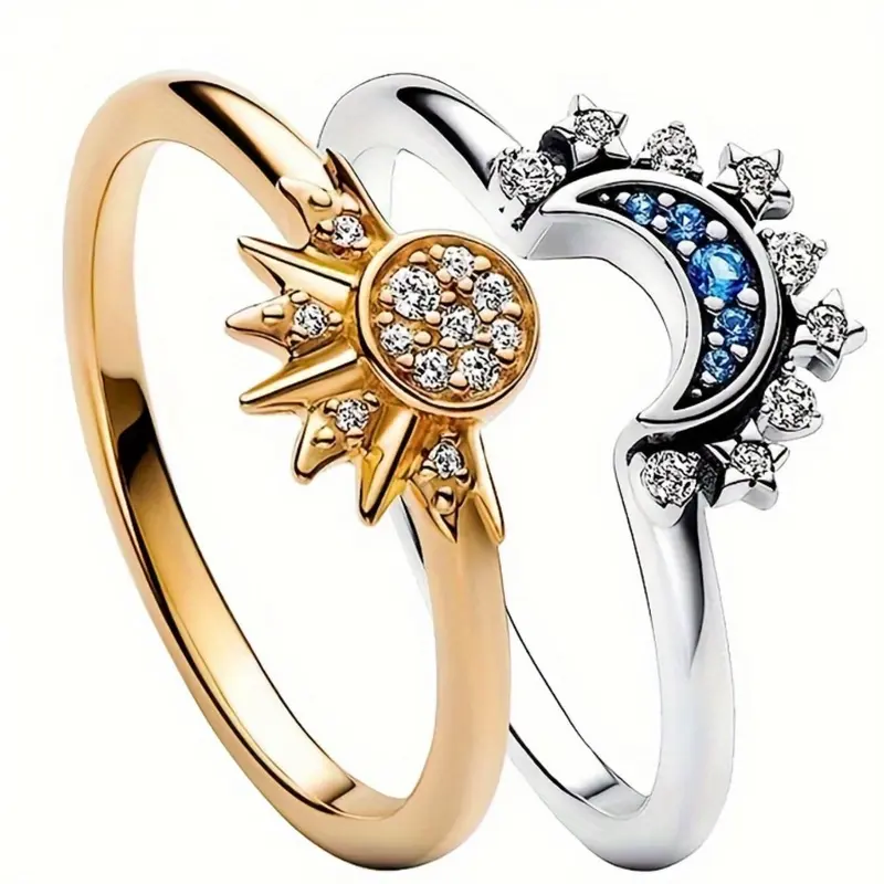 Star & Moon Design Ring, Fashion Jewelry for Party, Daily Clothing Decor, Trendy All-match & Exquisite Jewelry for Birthday Gift, Aurora Ring, Beautiful Rings