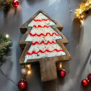 Plant Life Home & Beauty Christmas Tree Cake Dough Bowl Candle Eco Friendly Soy Wax Festive Design Scented Ornaments Decoration