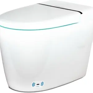 EUROTO Luxury Smart Toilet – Tankless Design with 6-Level Foot-Kick Sensor, 5-Temp Heated Seat, 4-Level Warm Dryer, Dual Flush (1.0/1.27 GPF), Auto Open/Close Lid, Night Light & Remote Control