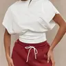 Women's Plain Batwing Sleeve Tee, Casual Comfy Tee, Casual Streetwear Fashion Minimalist Basic Short Sleeve T-shirt for Daily Wear, Ladies Clothes for All Seasons, Top, Summer, Everyday Tee, Womenswear