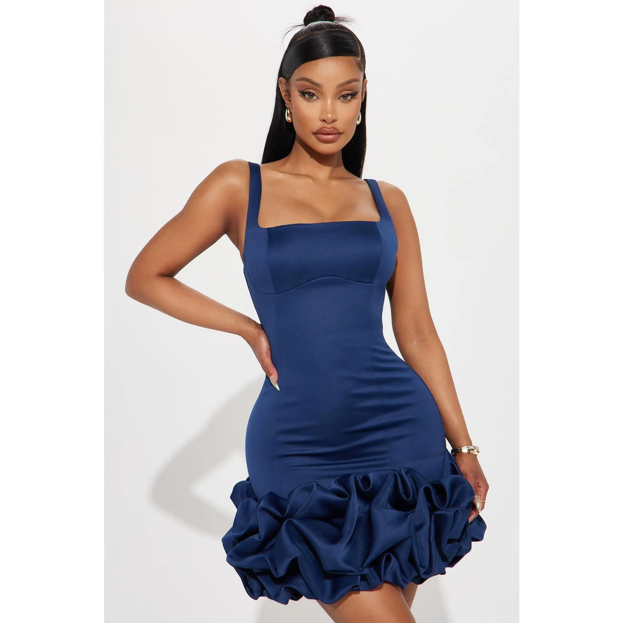 Sienna Satin Mini Dress - Navy