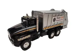 SHING FAT 6 inch City Garbage Truck with Pull-Back Action & Openable Back in Black Die-Cast Metal & Plastic RC Construction Vehicles