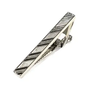 MENDEPOT Black Stripe Tie Clip Men Birthday Gift Tie Bar Gift