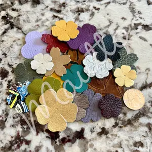 Leather Flower Cut-outs for DIY Crafting Jewelry Making Art Projects - 20 Colorful Floral Pieces