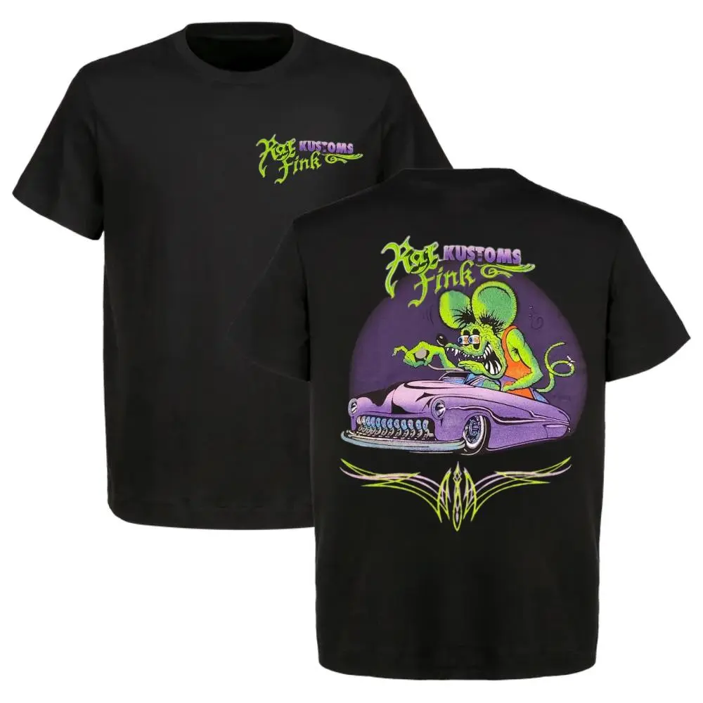 Official Rat Fink Kustoms Merc Men's Black Short-Sleeve T-Shirt, Casual Classic, S-5XL Sizes