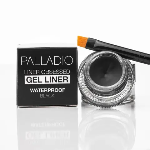 Palladio Liner Obsessed Waterproof Gel Liner Eyeliner Kit with Precision Angle Brush - Ginseng-Infused, Gluten-Free, Kaolin Clay-Enriched, Oil-Resistant, Cruelty-Free, Vegan Cosmetic for All Skin Types, Easy to Blend, Smudge-Proof Makeup